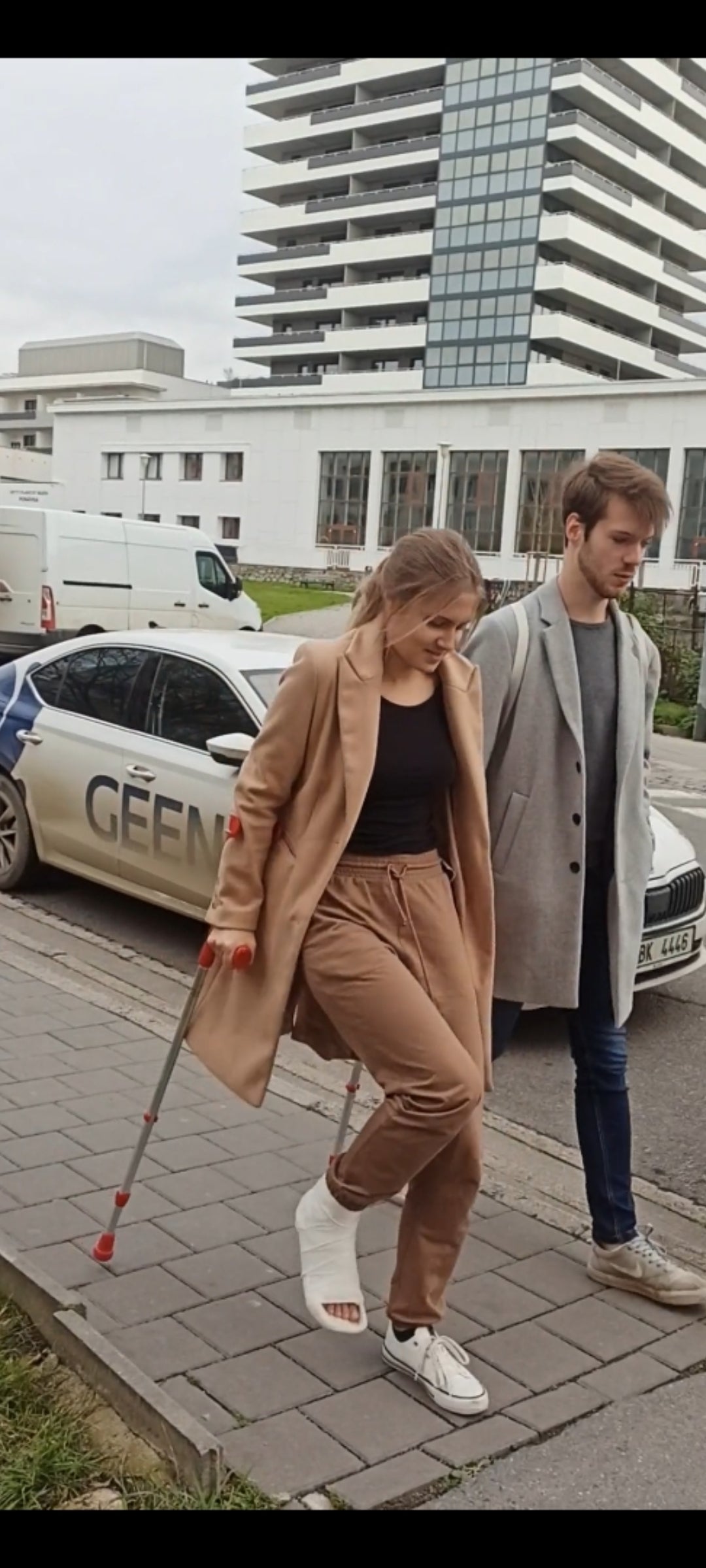 Slc girl crutching to Hospital video